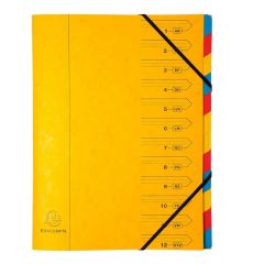 54129E EXACOMPTA : Trieur avec élastiques - 12 compartiments - Jaune