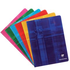CLAIREFONTAINE 63751C : Cahier piqûre couverture pelliculée - 48 pages à grands carreaux - 170 x 220 mm