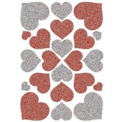 Photo HERMA : Lot de 22 stickers MAGIC - Coeurs rouge et argent - 6387
