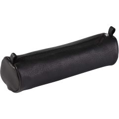 Trousse ronde pour stylos - Cuir Noir vieilli - 21 cm : CLAIREFONTAINE Visuel