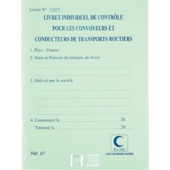 Carnet de Contrôle des conducteurs de transports routiers ELVE 27