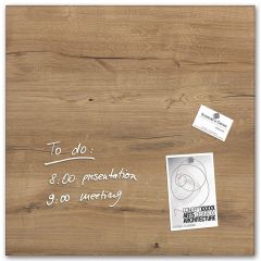 Tableau magnétique en verre - 480 x 480 mm - Bois Naturel : SIGEL Artverum Modèle