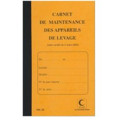 Photo Carnet de maintenance - Appareil de levage et de manutention ELVE