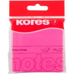 Notes adhésives - Rose néon - 75 x 75 mm : KORES Visuel