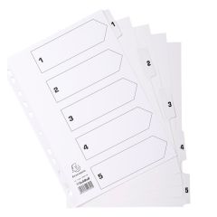 EXACOMPTA : Jeu de 5 intercalaires numériques en carte 1 à 5 Classement