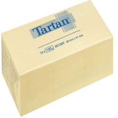 Bloc-Notes repositionnables - Jaune - 38 x 51 mm : TARTAN Lot de 12