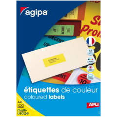 Photo Étiquettes adresses jaunes fluo 210 x 297 mm AGIPA 100754