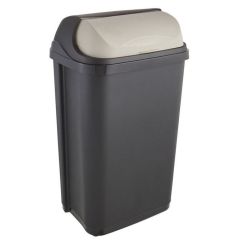 Photo Poubelle avec couvercle - 50 litres - Graphite/Crème KEEEPER Rasmus