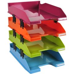 Photo Set de 4 corbeilles à courrier Combo Midi - Couleurs assorties EXACOMPTA Image