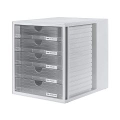 Photo Module de classement - 5 tiroirs - Gris Clair / Gris Translucide : HAN 1450-63