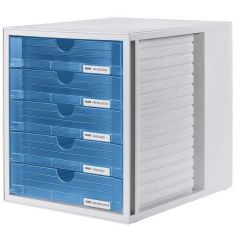Photo Module de classement - 5 tiroirs - Gris / Bleu translucide HAN 1450-64
