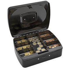 Caisse à monnaie avec serrure à combinaison - Noir - 250 x 190 mm WEDO