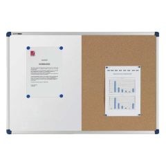 Photo Tableau duo blanc magnétique et liège - 900 x 600 mm : NOBO 1901587
