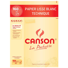 Photo Pochette de papier à dessin technique - A3 - 160 g : CANSON (200037103)