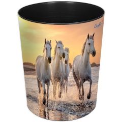 Photo Corbeille à papier - 13 litres - Chevaux sur la plage LAUFER