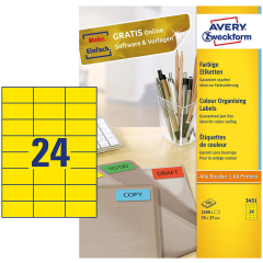 Photo Étiquettes autocollantes Jaunes 70 x 37 mm AVERY 3451
