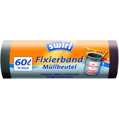 Photo Sacs poubelle avec bande de fixation - 60 litres - Noir SWIRL