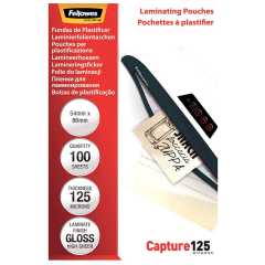 Photo Pochettes à plastifier des Cartes - 250 mic 54 x 86 mm FELLOWES