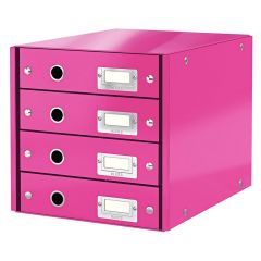 Photo Boite de classement WOW - 4 tiroirs Rose LEITZ Click et Store 6048-23