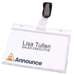 Photo lot de 25 Badges en PVC dur avec clip - 90 x 60 mm : PAVO