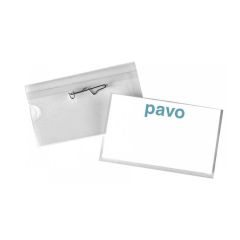 Photo Lot de 100 Badges avec épingle torsadée - 75 x 40 mm : PAVO