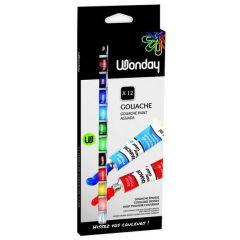 Photo Lot de 12 tubes de gouache - Assortiment WONDAY