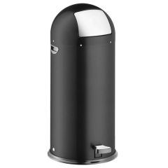 Photo Poubelle à pédale en métal avec clapet push 52 litres - Noir : HELIT H2405495