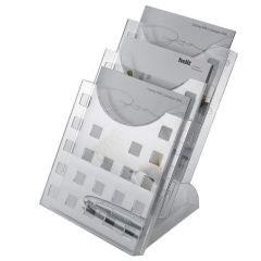 Photo Porte-revues de table 3 compartiments A4 - Transparent : HELIT H6102702