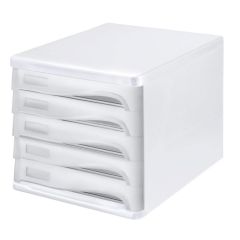 Photo Bloc de rangement - 5 tiroirs - Blanc/Gris clair : HELIT H6129482