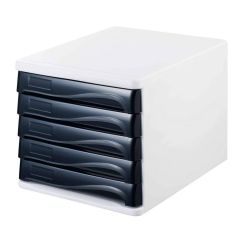 Photo Bloc de rangement - 5 tiroirs - Blanc/Noir : HELIT H6129498