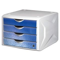 Photo Bloc de rangement - 4 tiroirs : HELIT Caméléon Blanc Cool Water H6129634