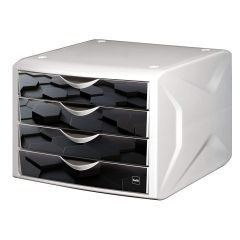 Photo Bloc de rangement - 4 tiroirs : HELIT Caméléon Blanc Dark Hexagon H6129695