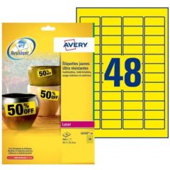 Photo Étiquettes ultra résistantes - 45,7 x 21,2 mm - Jaune AVERY 