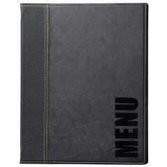 Photo Protège-menus A4 imitation cuir - Noir : SECURIT Trendy 
