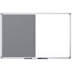 Photo Tableau duo blanc magnétique et feutre gris - 600 x 450 mm BI-OFFICE Face