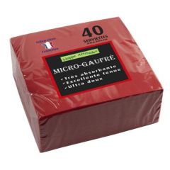 Serviettes de table Micro-Gaufrées - 380 x 380 mm - Rouge : PRO NAPPE Lot de 40 image