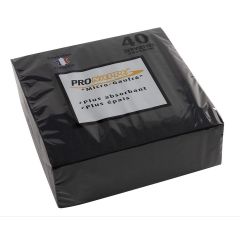 Serviettes de table Micro-Gaufrées - 380 x 380 mm - Noir PRO NAPPE Lot de 40 - image