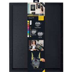Ardoise murale - Cadre noir - 400 x 600 mm : SECURIT Woody Visuel