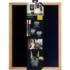 Ardoise murale - Cadre teck - 400 x 600 mm : SECURIT Woody Visuel