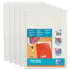 Lot de 10 Pochettes à coins A4 en PVC 0,15 - Transparent : ELBA Visuel