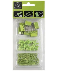 Kit d'attaches - 58 pièces - Vert Anis : EXACOMPTA Iderama image