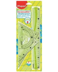 Matériel de géométrie - Règle, équerres et rapporteur MAPED Flex Vert