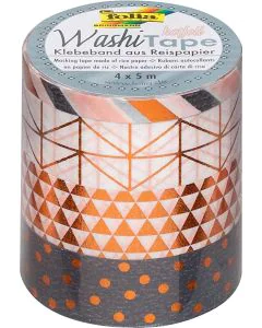 Ruban décoratif autocollant - Hotfoil Cuivre : FOLIA Washi Tape Lot de 4 Visuel