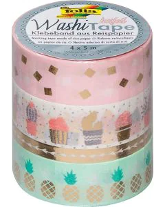 Ruban décoratif autocollant - Hotfoil Or : FOLIA Washi Tape Lot de 4 Photo