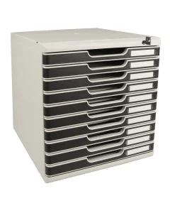 Module de rangement 10 tiroirs - Verrouillable - Modulo - Gris/Noir : EXACOMPTA Office image