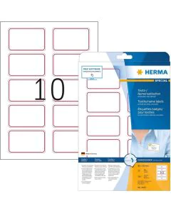 Etiquettes Badges adhésifs pour Textile - Blanc/Rouge - 80 x 50 mm : HERMA Lot de 200 Photo