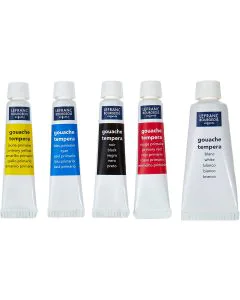 Photo Tube de Gouache 5 Couleurs Primaires Pinceau Lefranc 807561