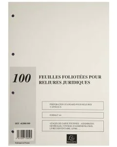 Recharge pour reliure juridique 100 feuillets EXACOMPTA 46280E