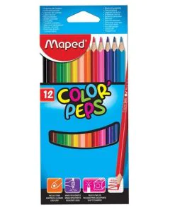 MAPED Color'Peps : Étui de 12 crayons de couleur - Assortiment 183212