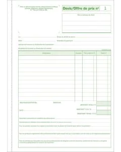 DEVIS / OFFRE DE PRIX Carnet autocopiant Tripli (13146E Exacompta) MODELE